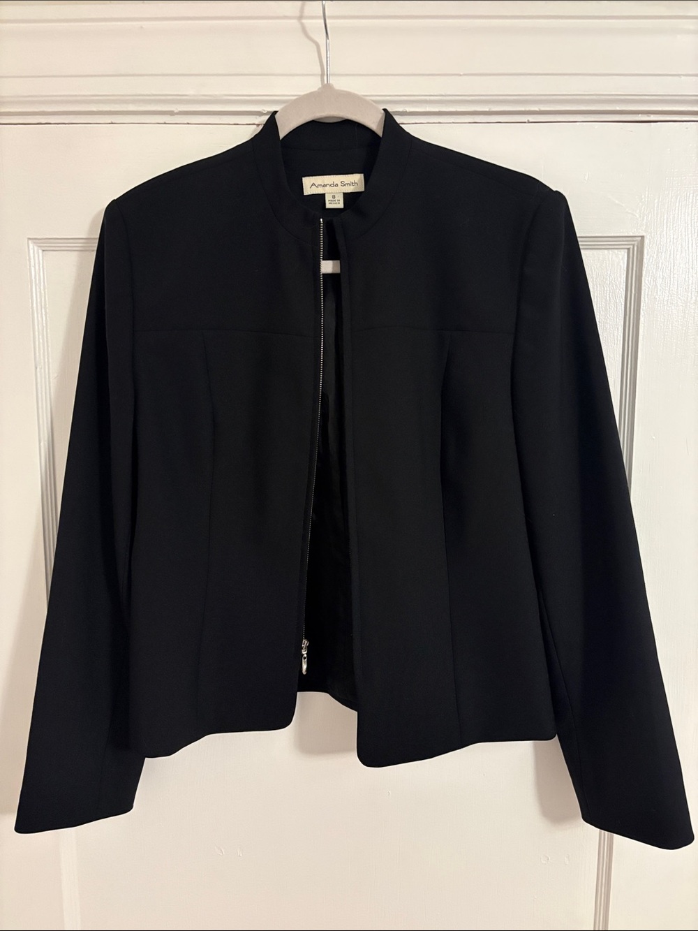 Amanda Smith Black Zip Collar Blazer